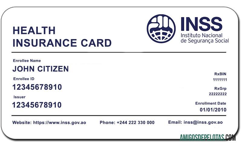 Angola INSS Health Insurance Card amostra